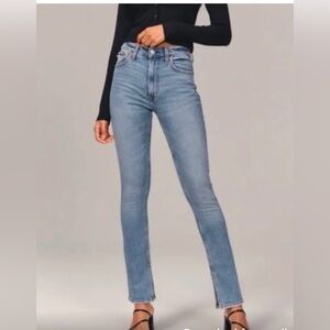 Abercrombie & Fitch The Skinny High Rise Split Curve Love Ankle Blue Denim 29/8s
